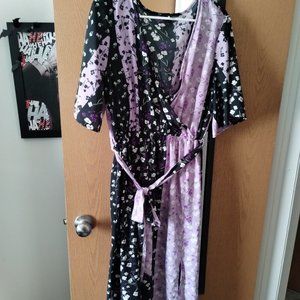 ASOS Influence split-dye purple and black floral dress